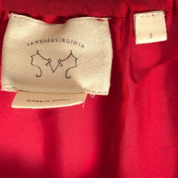 Anthropologie Vanessa Virgínia Red Silk Blouse S - Picture 5 of 6